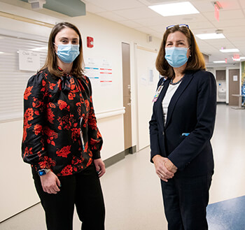 Left, nurse Manager Margaret Ford, RN, and Director Suzanne Bird, MD, in the Acute Psychiatry Service unit at Mass General.