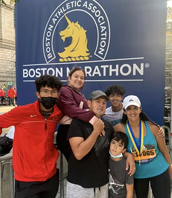 Cristiane and family following her 2021 Boston Marathon run