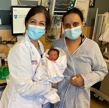 Dr. Defaria and her patient Siada, following the birth of Siada’s baby boy in February 2021.