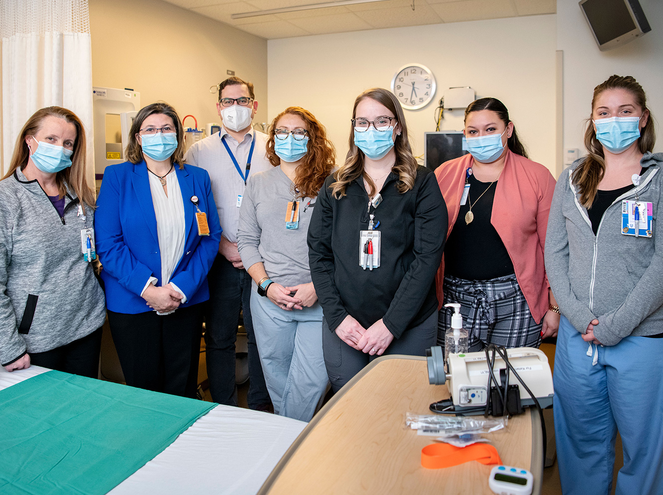 Cristina Cusin, MD, second from left, with several staff members of the IV Ketamine Clinic at Mass General.