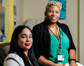 Through the Front Porch program at Children’s Services of Roxbury, Darleny Mejia and Ketura Cordon are helping parents experiencing homelessness by providing behavioral health and parenting supports while addressing language and other barriers to obtaining permanent housing.