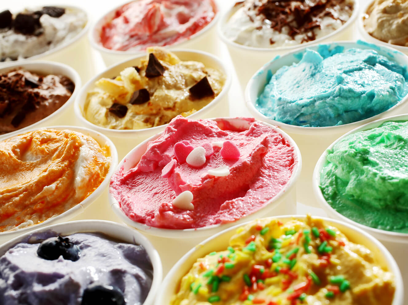 ice creams of different flavors